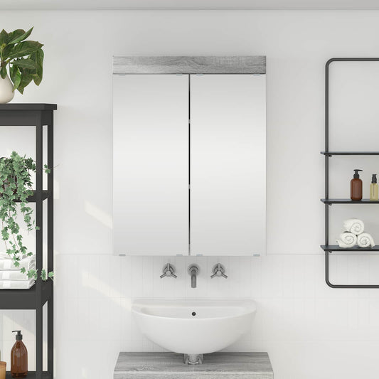 vidaXL Bathroom Mirror Cabinet TULUM Grey Sonoma 60 x 16.5 x 78 cm