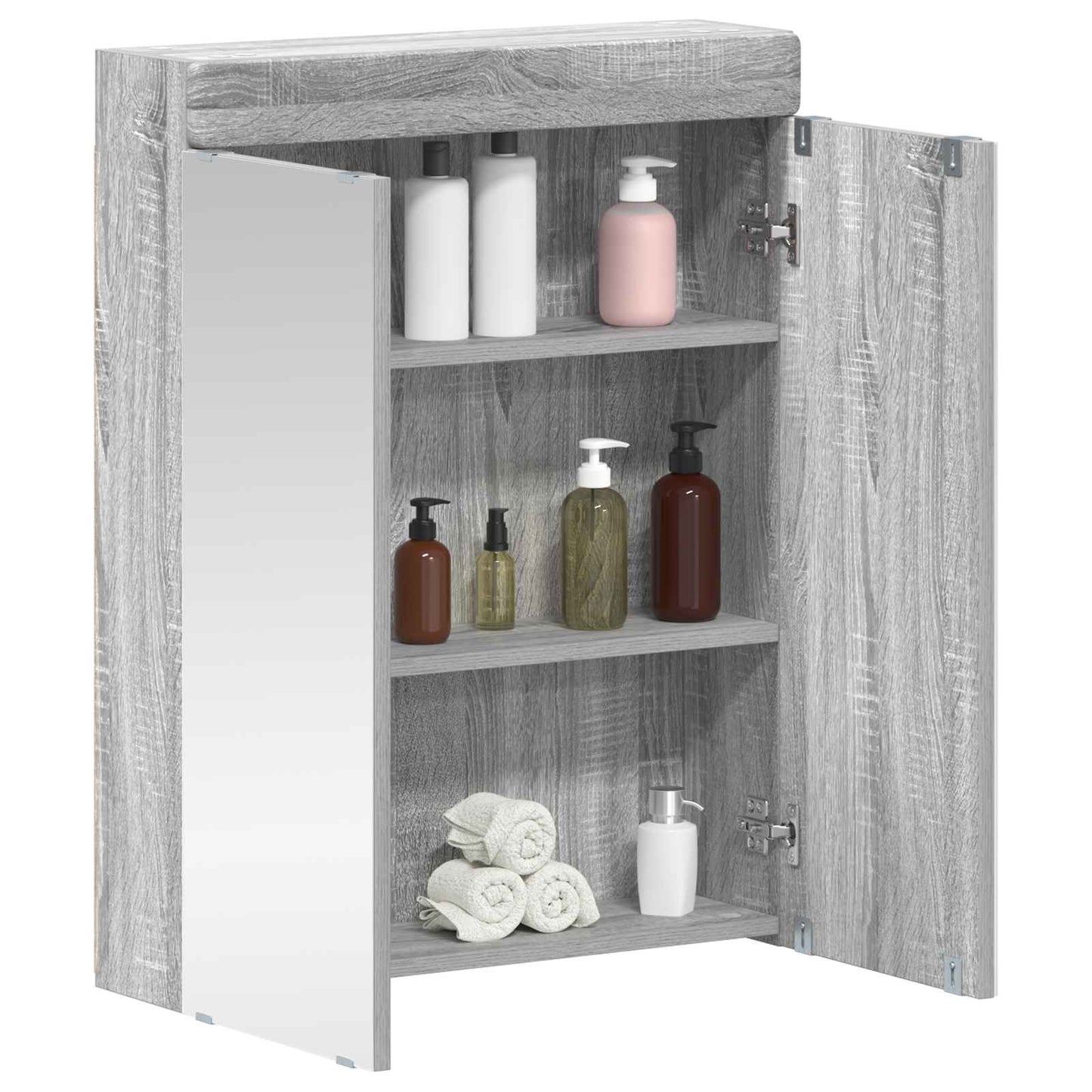 vidaXL Bathroom Mirror Cabinet TULUM Grey Sonoma 60 x 16.5 x 78 cm