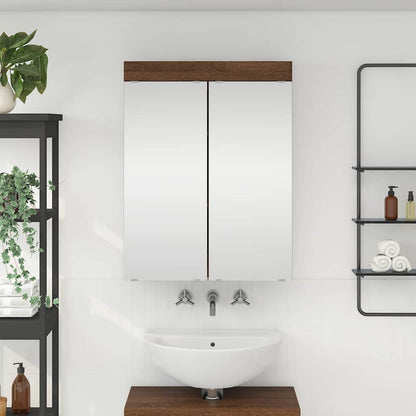 vidaXL Bathroom Mirror Cabinet TULUM Brown Oak 60 x 16.5 x 78 cm