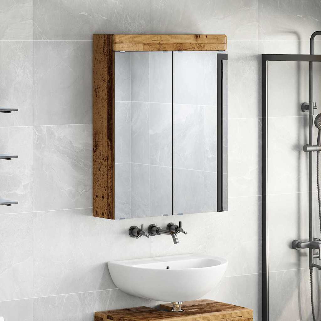 vidaXL Bathroom Mirror Cabinet TULUM Old Wood 60 x 16.5 x 78 cm