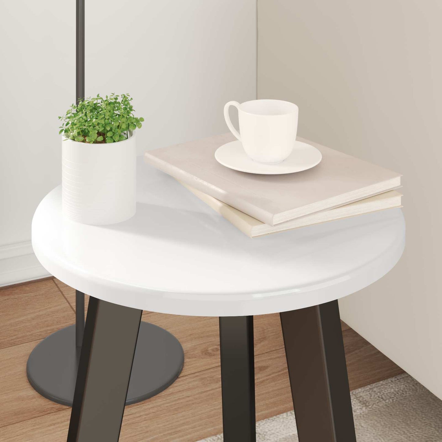 vidaXL Table Top Ø 30 x 1.5 cm Round Engineered Wood High Gloss White