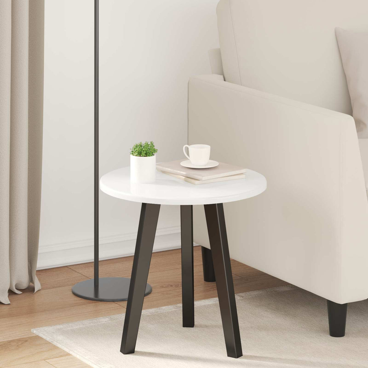 vidaXL Table Top Ø 40 x 1.5 cm Round Engineered Wood High Gloss White