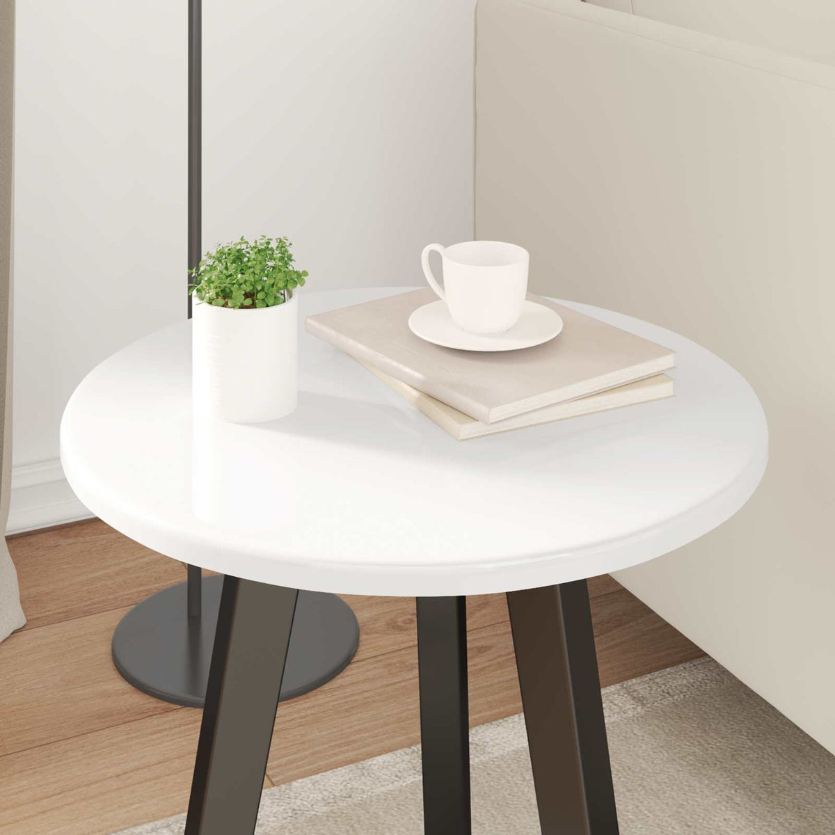 vidaXL Table Top Ø 40 x 1.5 cm Round Engineered Wood High Gloss White