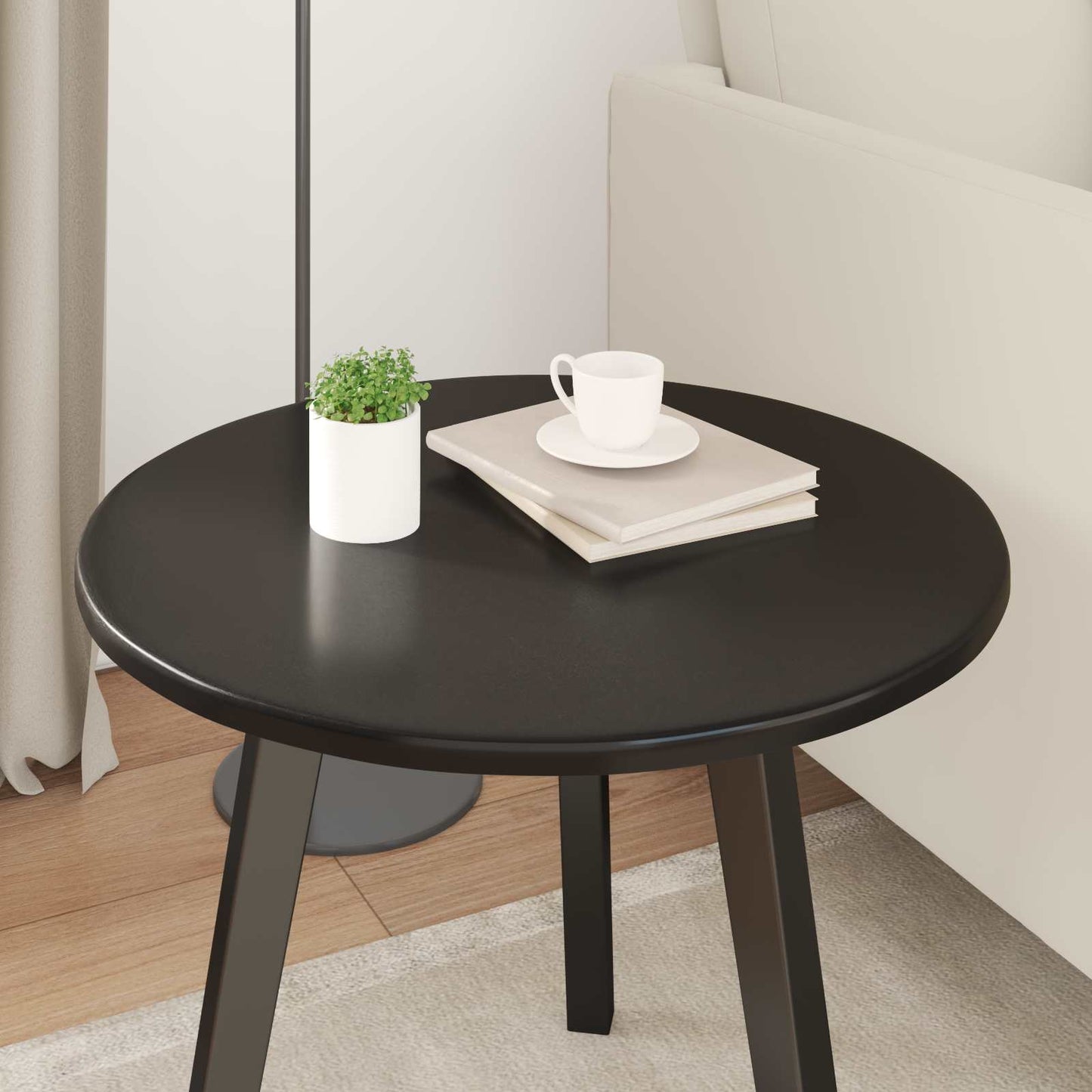 vidaXL Table Top Black Ø 50 x 1.5 cm Engineered Wood