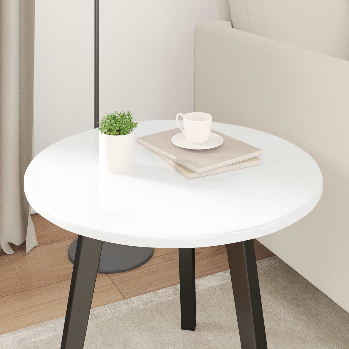 vidaXL Table Top Ø 50 x 1.5 cm Round Engineered Wood High Gloss White