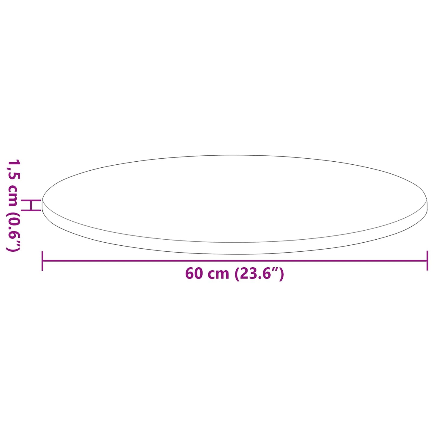 vidaXL Table Top Ø 60 x 1.5 cm Round Engineered Wood White