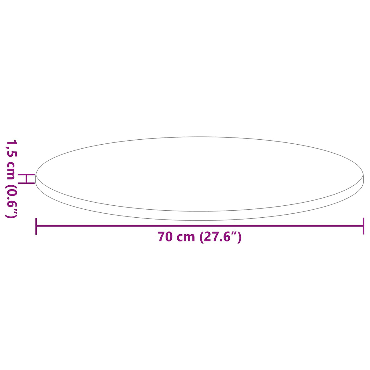 vidaXL Table Top Ø 70 x 1.5 cm Round Engineered Wood High Gloss White