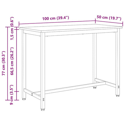 vidaXL Table Natural 100 x 50 x 77 cm Engineered Wood and Steel