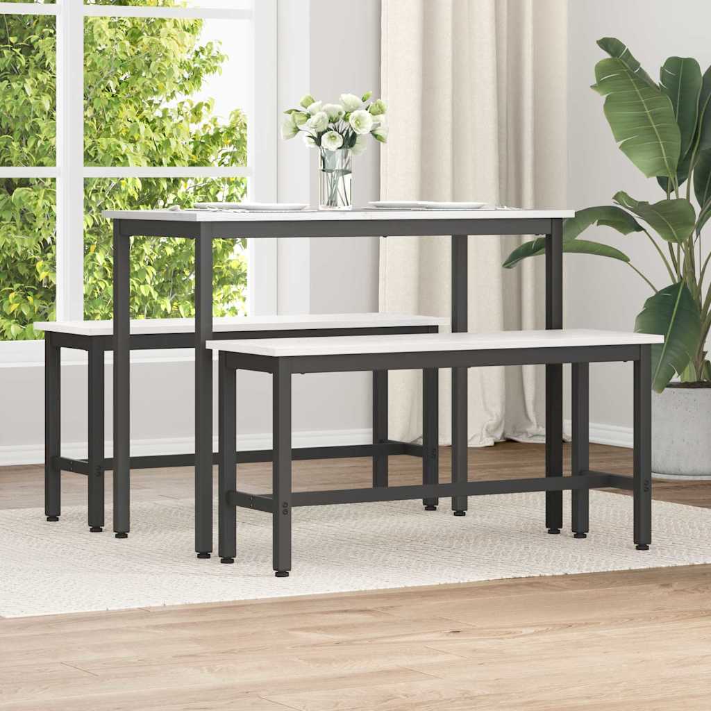 vidaXL Dining Bench 2 pcs White 100 x 32.5 x 49 cm Solid pine wood