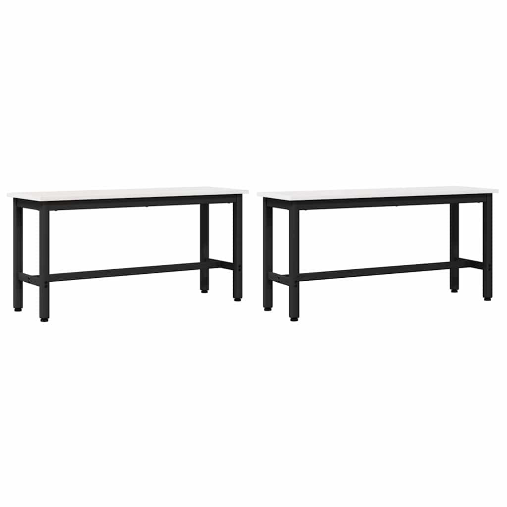 vidaXL Dining Bench 2 pcs White 100 x 32.5 x 49 cm Solid pine wood