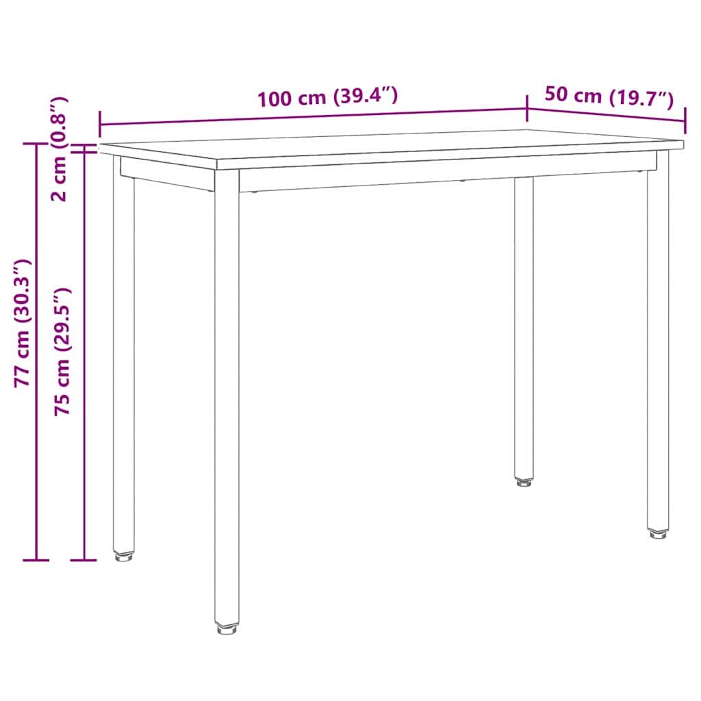 vidaXL Table Natural 100 x 50 x 77 cm Engineered Wood and Steel