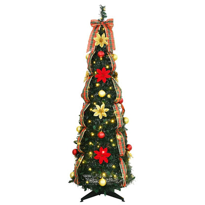 vidaXL Artificial Christmas Tree with 100 LEDs Green 155 cm PVC