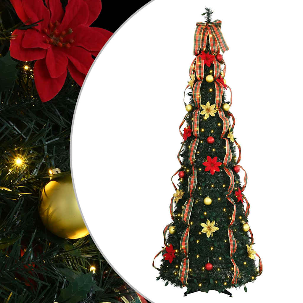 vidaXL Artificial Christmas Tree with 200 LEDs Green 215 cm PVC