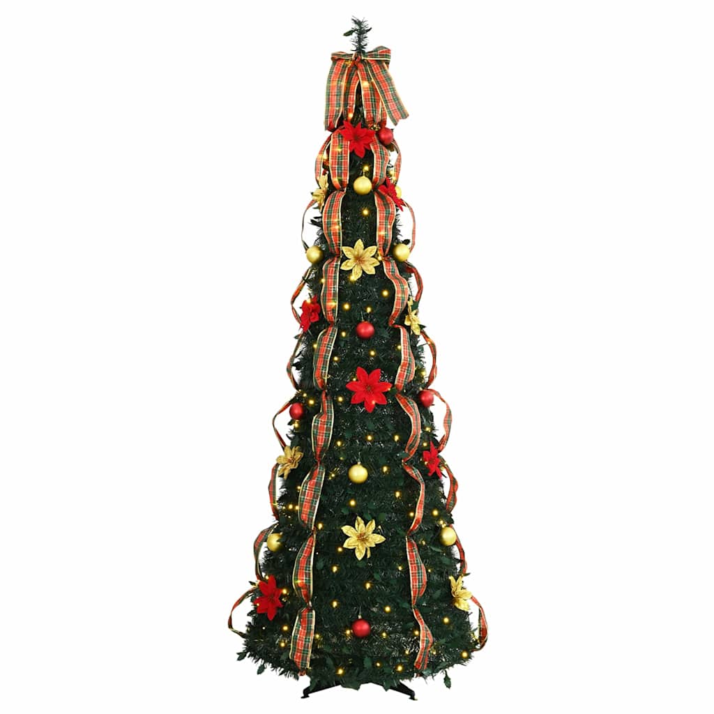 vidaXL Artificial Christmas Tree with 200 LEDs Green 215 cm PVC