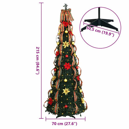 vidaXL Artificial Christmas Tree with 200 LEDs Green 215 cm PVC