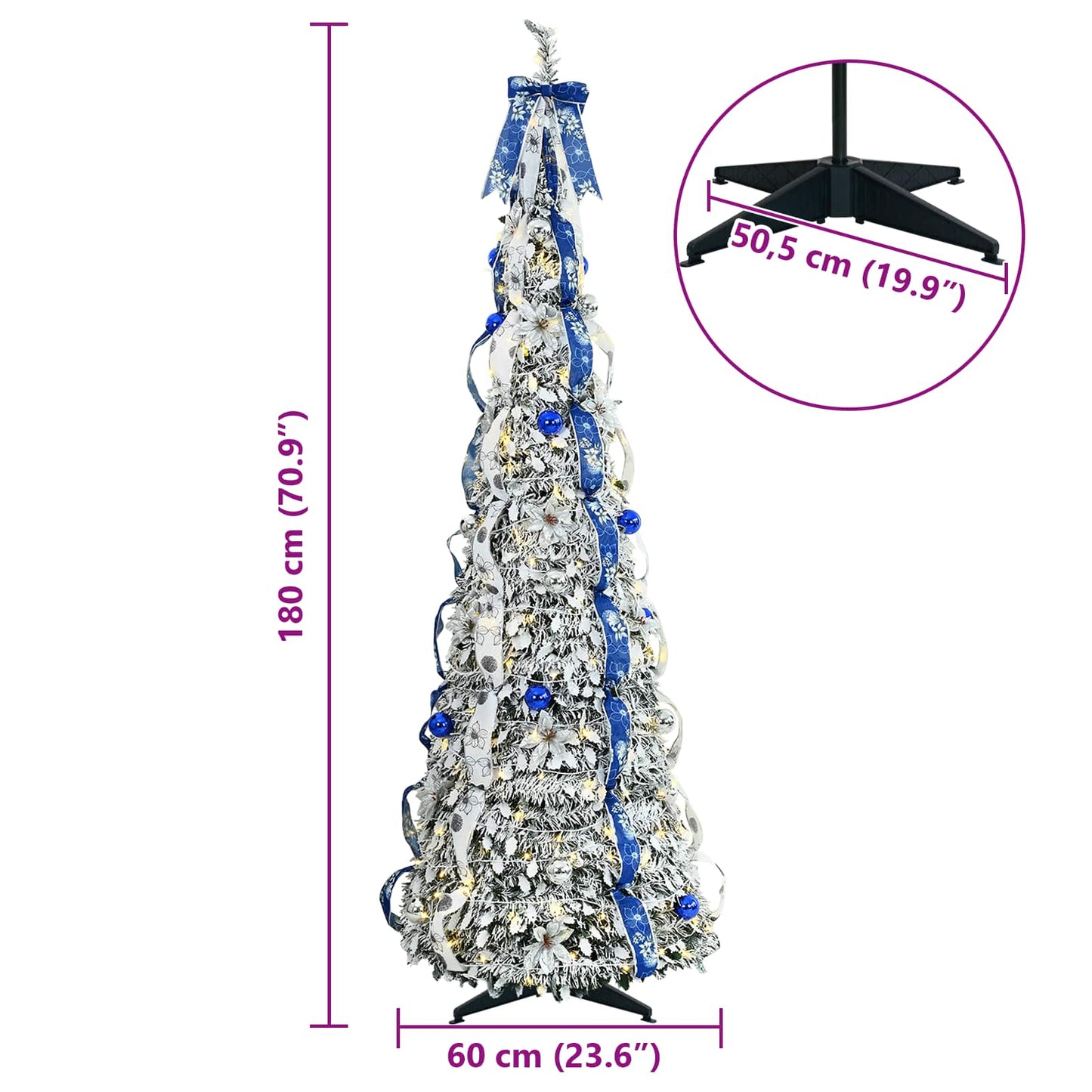 vidaXL Artificial Christmas Tree with 150 LEDs White 180 cm PVC