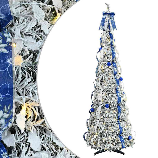 vidaXL Artificial Christmas Tree with 200 LEDs White 210 cm PVC