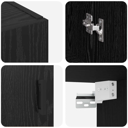 vidaXL Wall-Mounted Cabinet 2 pcs Black Oak 69.5 x 34 x 90 cm