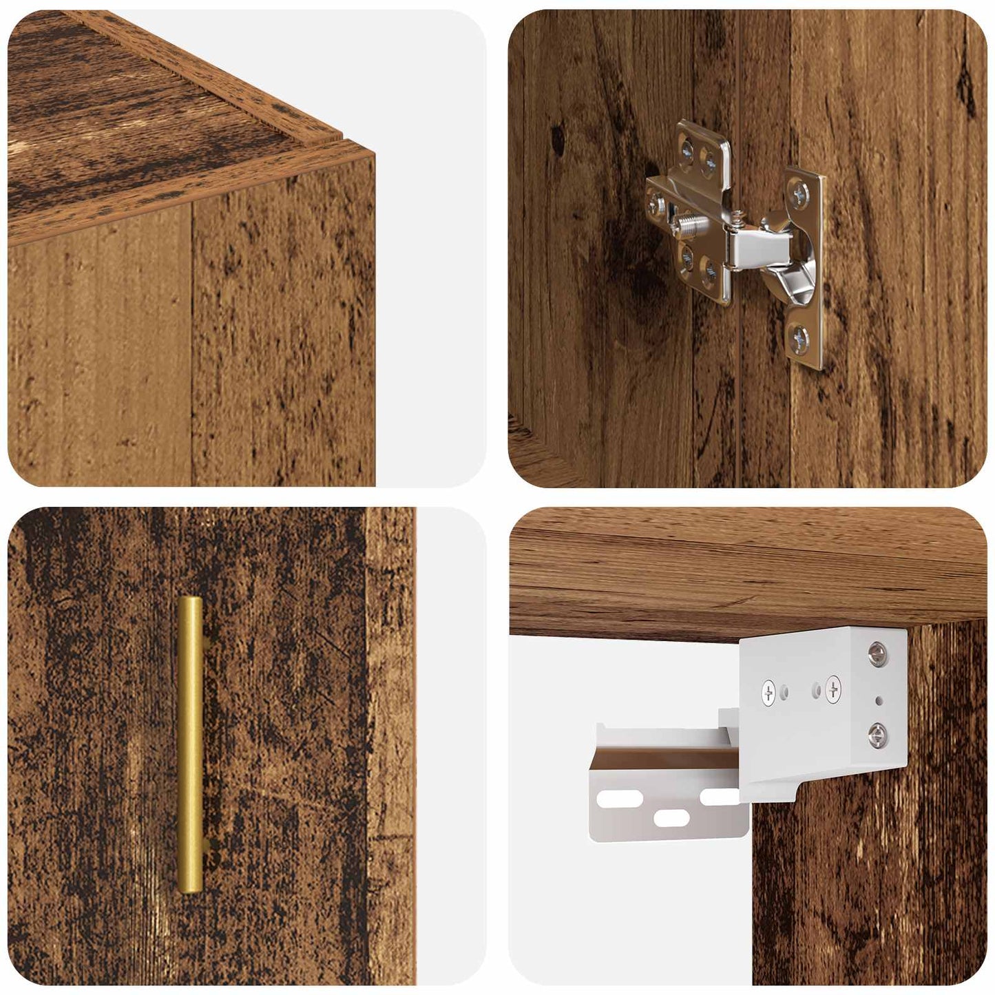 vidaXL Wall-Mounted Cabinet 2 pcs Old Wood 69.5 x 34 x 90 cm