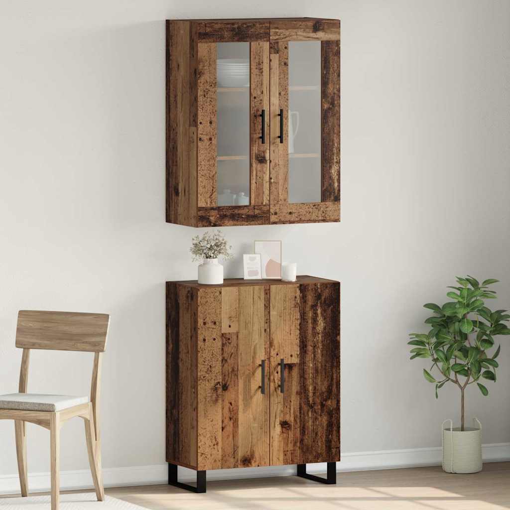 vidaXL Highboard 2 pcs Old wood Engineered wood