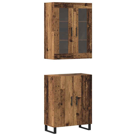 vidaXL Highboard 2 pcs Old wood Engineered wood