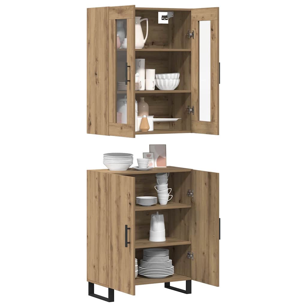 vidaXL Highboard 2 pcs Artisan oak Engineered wood