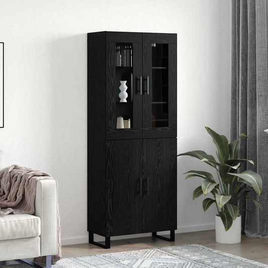 vidaXL Highboard 2 pcs Black oak 69.5 x 34 x 180 cm Engineered Wood