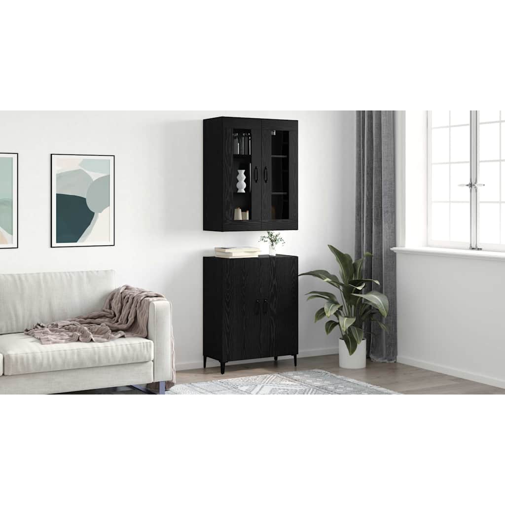 vidaXL Highboard 2 pcs Black oak 69.5 x 34 x 180 cm Engineered Wood