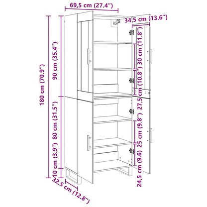 vidaXL Highboard 2 pcs Black oak Engineered wood