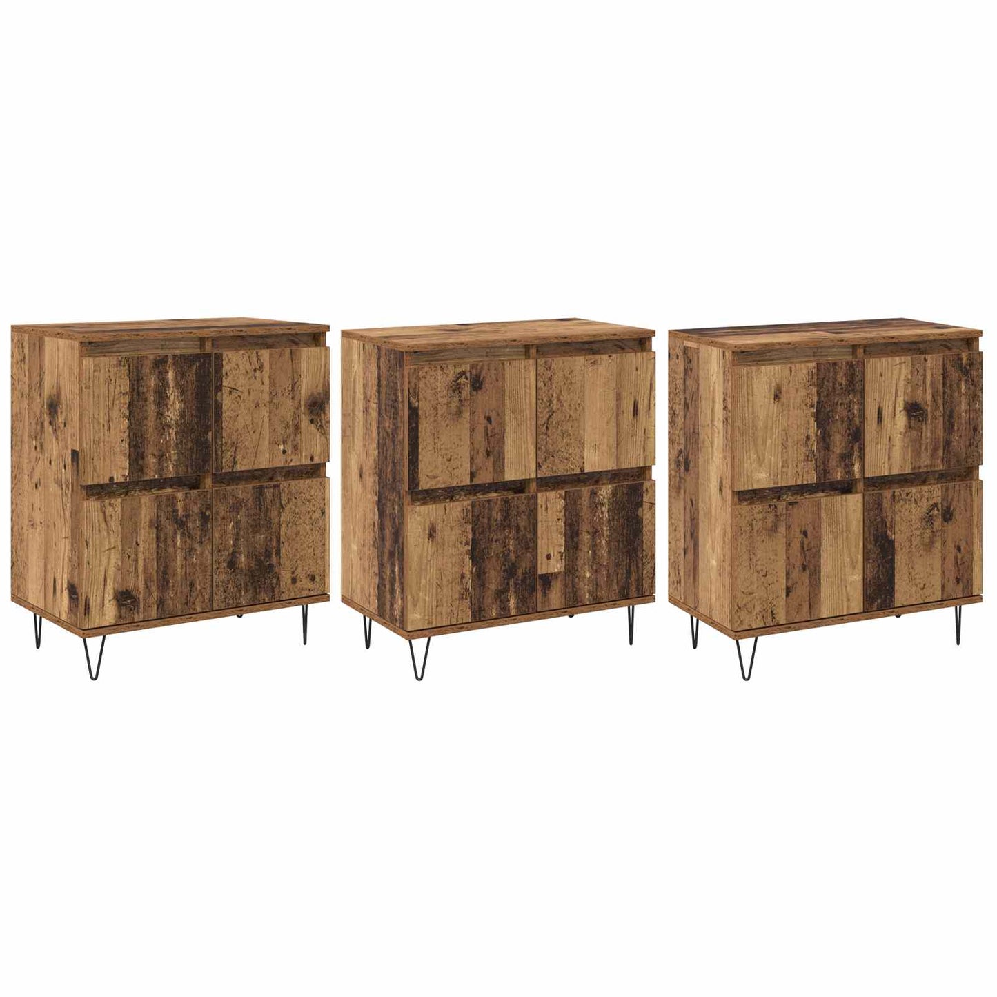 vidaXL Sideboards 3 pcs Old Wood