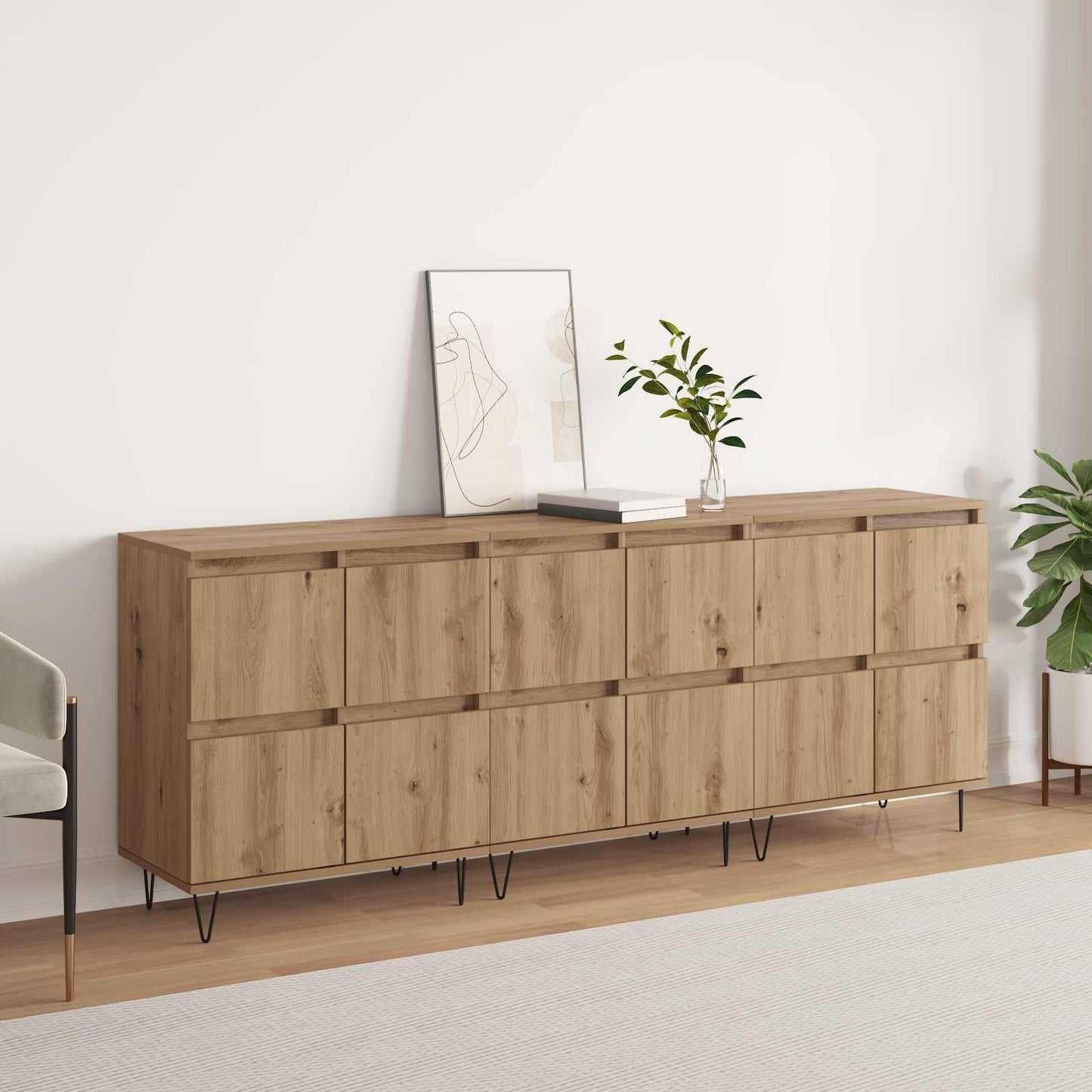 vidaXL Sideboards 3 pcs Artisan Oak