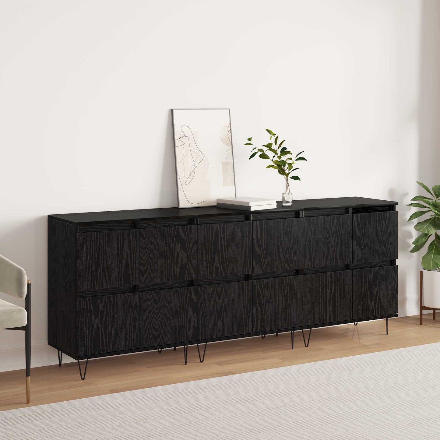 vidaXL Sideboards 3 pcs Black Oak