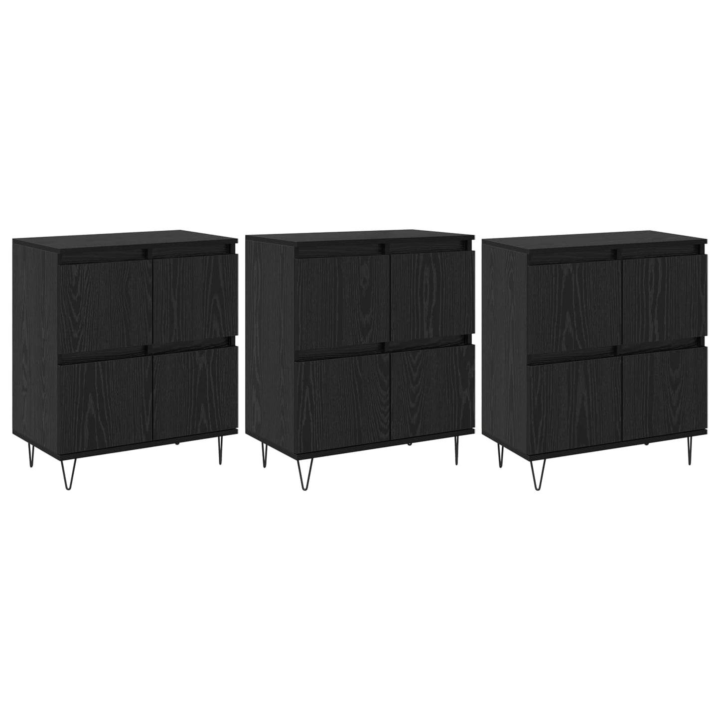 vidaXL Sideboards 3 pcs Black Oak