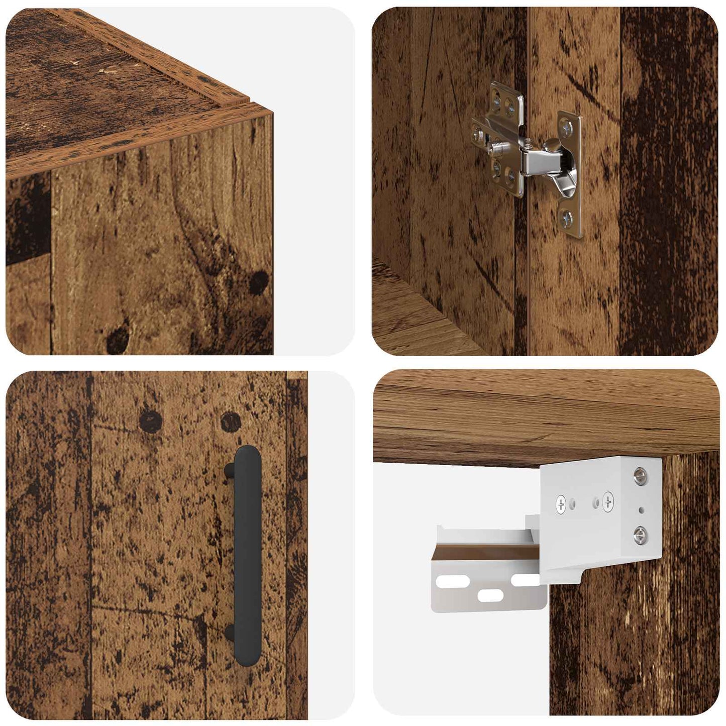 vidaXL Wall-Mounted Cabinet 2 pcs Old Wood 69.5 x 34 x 90 cm