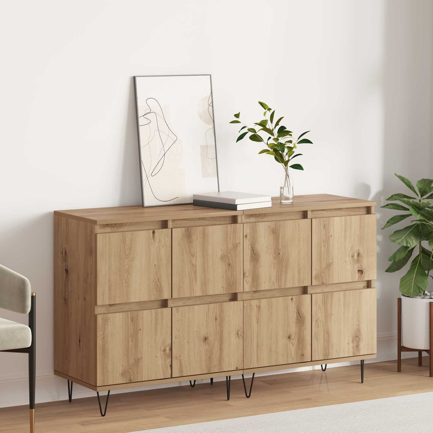 vidaXL Sideboards 2 pcs Artisan oak