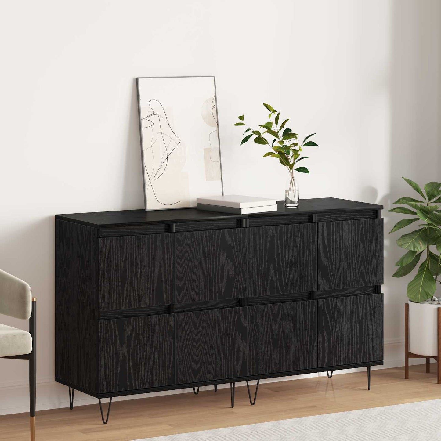 vidaXL Sideboards 2 pcs Black oak