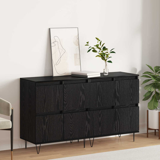 vidaXL Sideboards 2 pcs Black oak