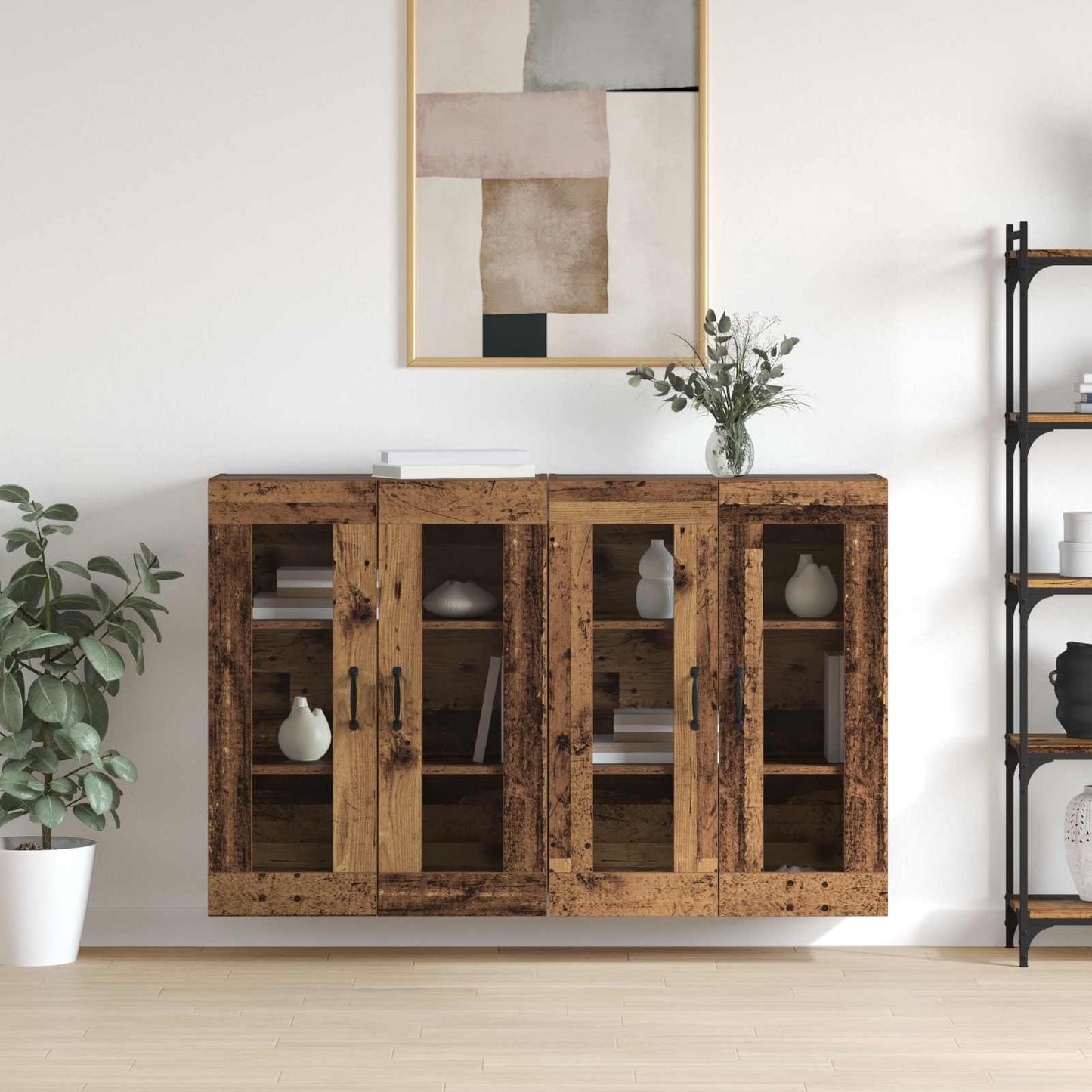vidaXL Wall Mounted Cabinets 2 pcs Old wood 69.5 x 34 x 90 cm