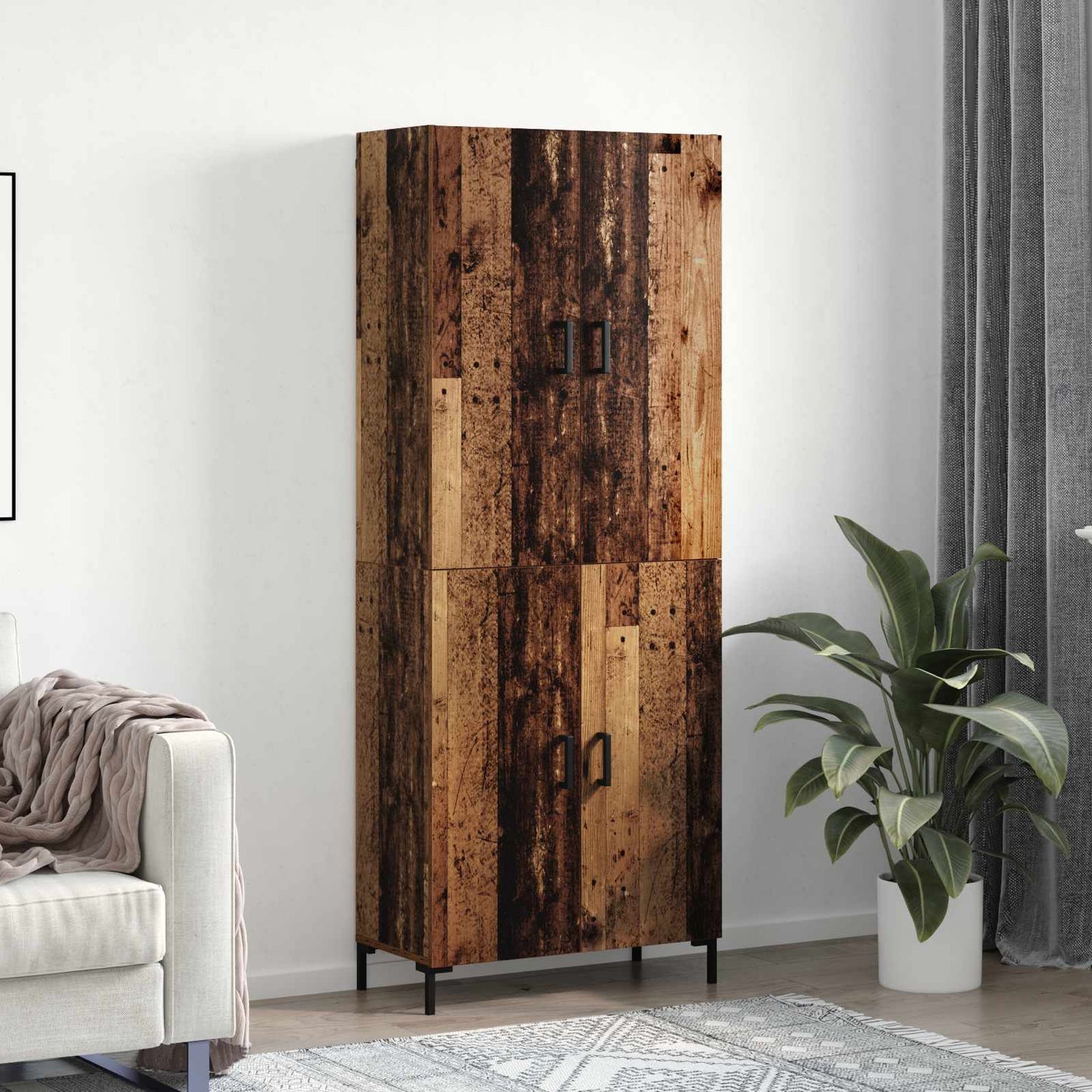 vidaXL Highboard Old wood 69.5 x 34 x 180 cm Engineered Wood