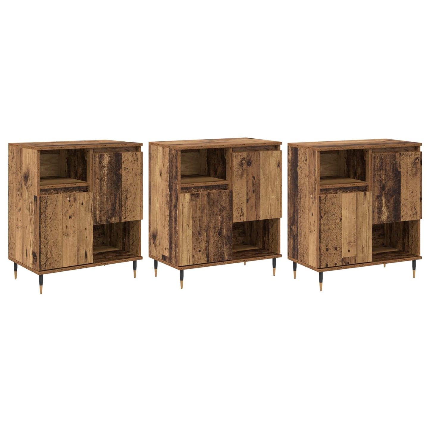 vidaXL Sideboards 3 pcs Old Wood