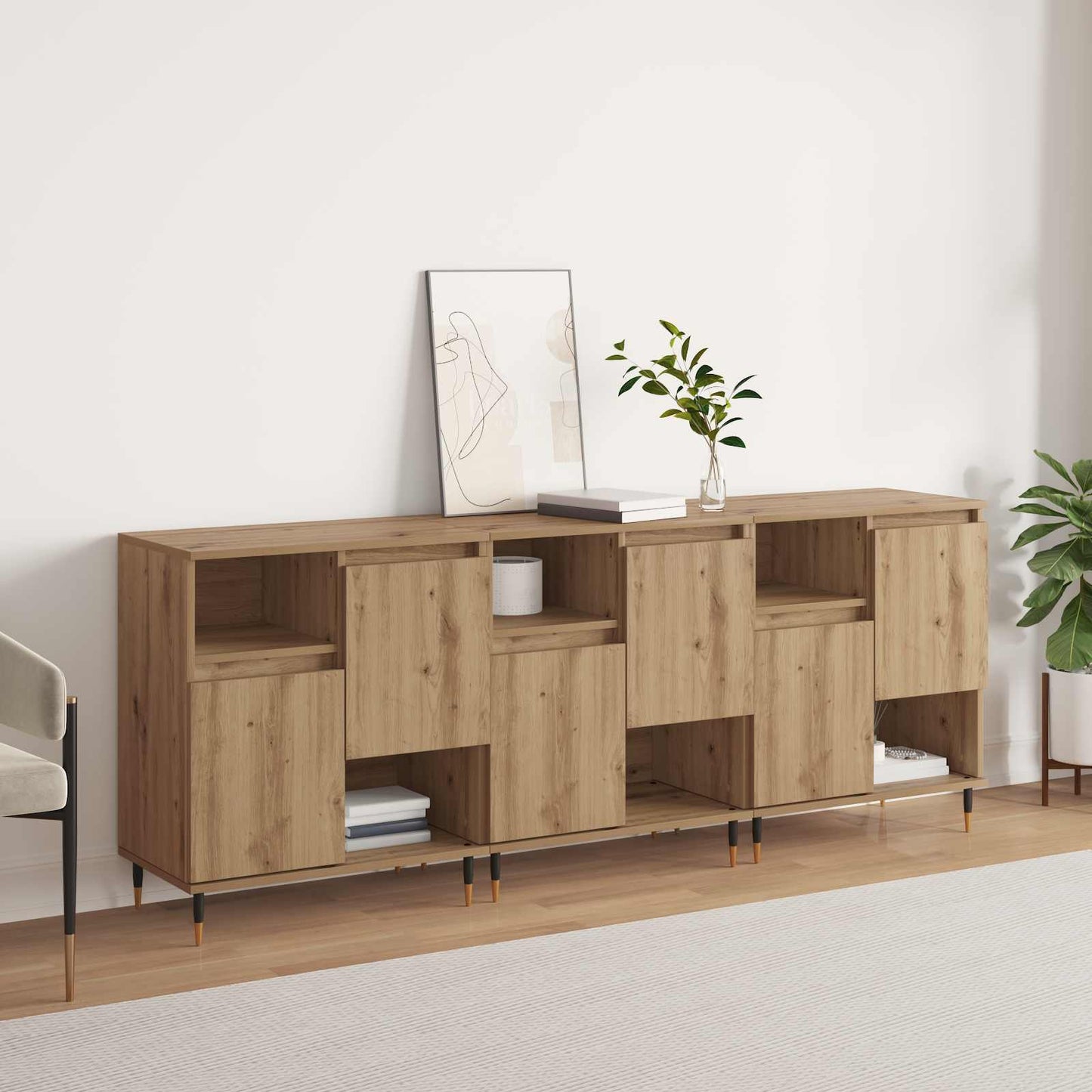 vidaXL Sideboards 3 pcs Artisan Oak