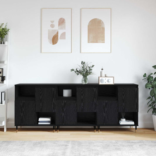 vidaXL Sideboards 3 pcs Black Oak