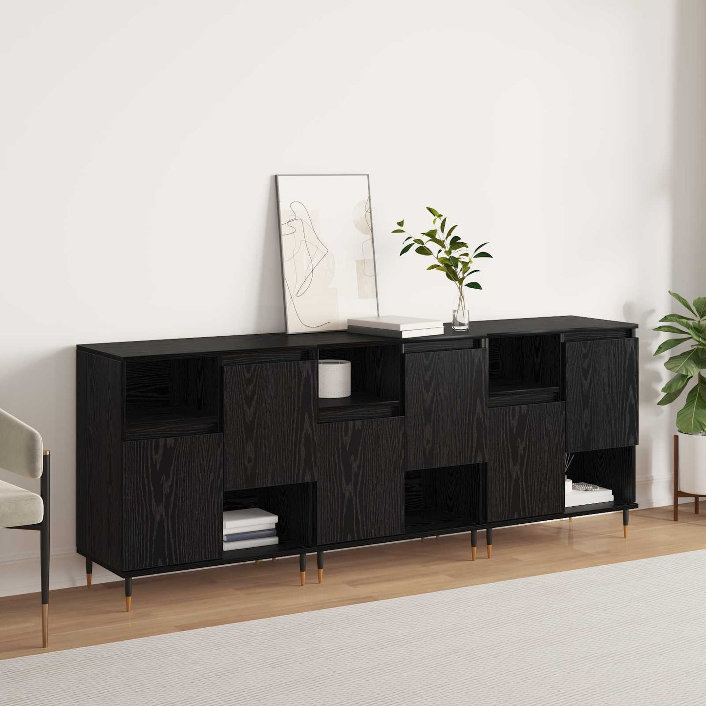 vidaXL Sideboards 3 pcs Black Oak