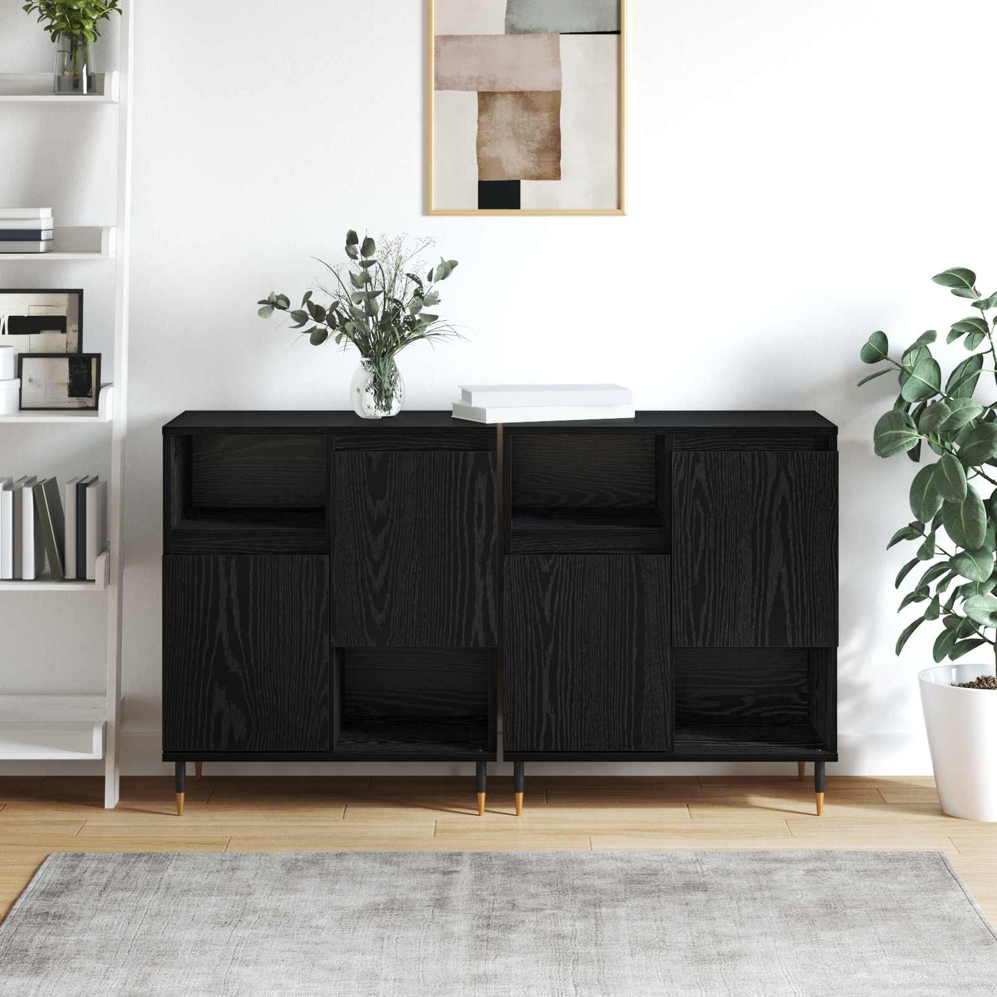 vidaXL Sideboards 2 pcs Black oak