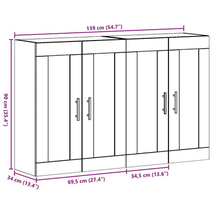 vidaXL Wall Mounted Cabinets 2 pcs Old wood 69.5 x 34 x 90 cm