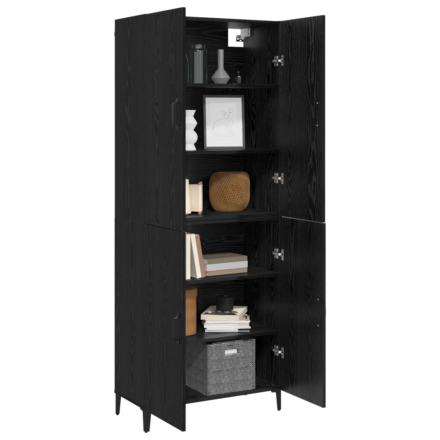 vidaXL Highboard 2 pcs Black Oak Engineered Wood