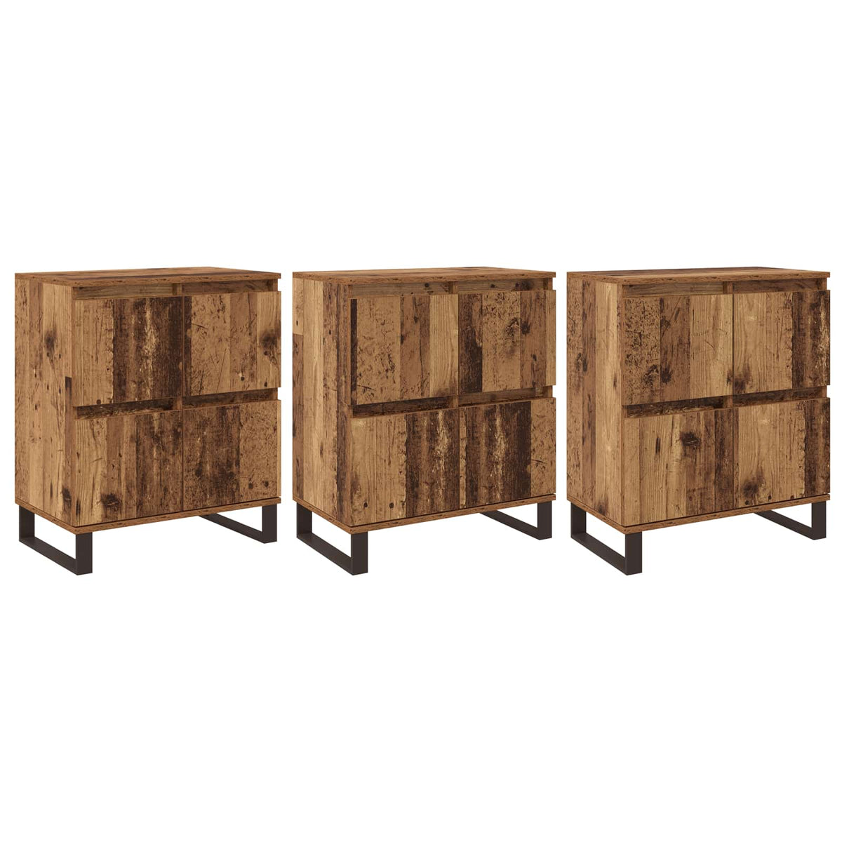 vidaXL Sideboard 3 pcs Old Wood 60 x 35 x 70 cm