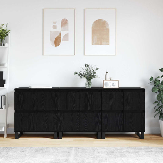 vidaXL Sideboard 3 pcs Black Oak 60 x 35 x 70 cm