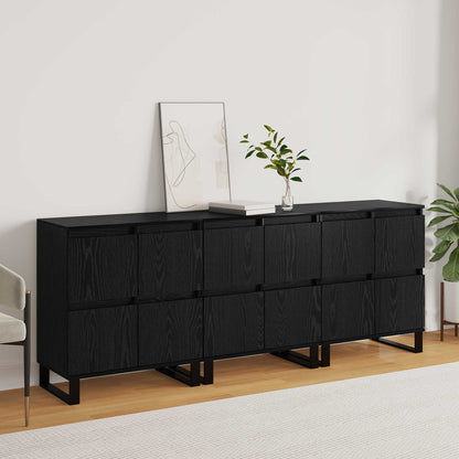vidaXL Sideboard 3 pcs Black Oak 60 x 35 x 70 cm