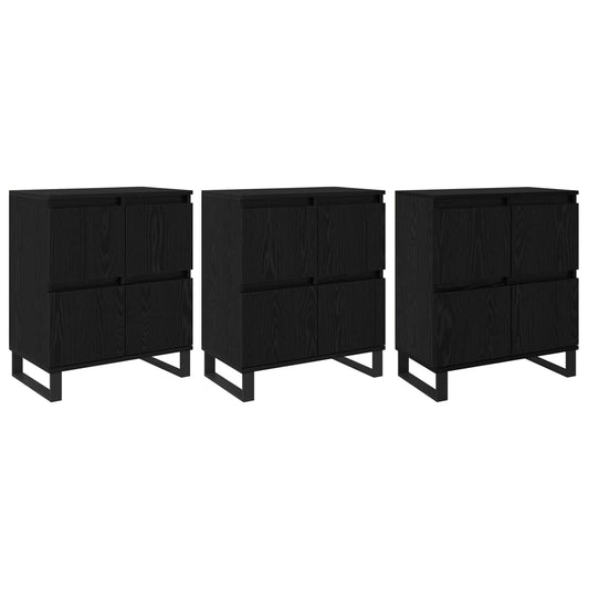 vidaXL Sideboard 3 pcs Black Oak 60 x 35 x 70 cm